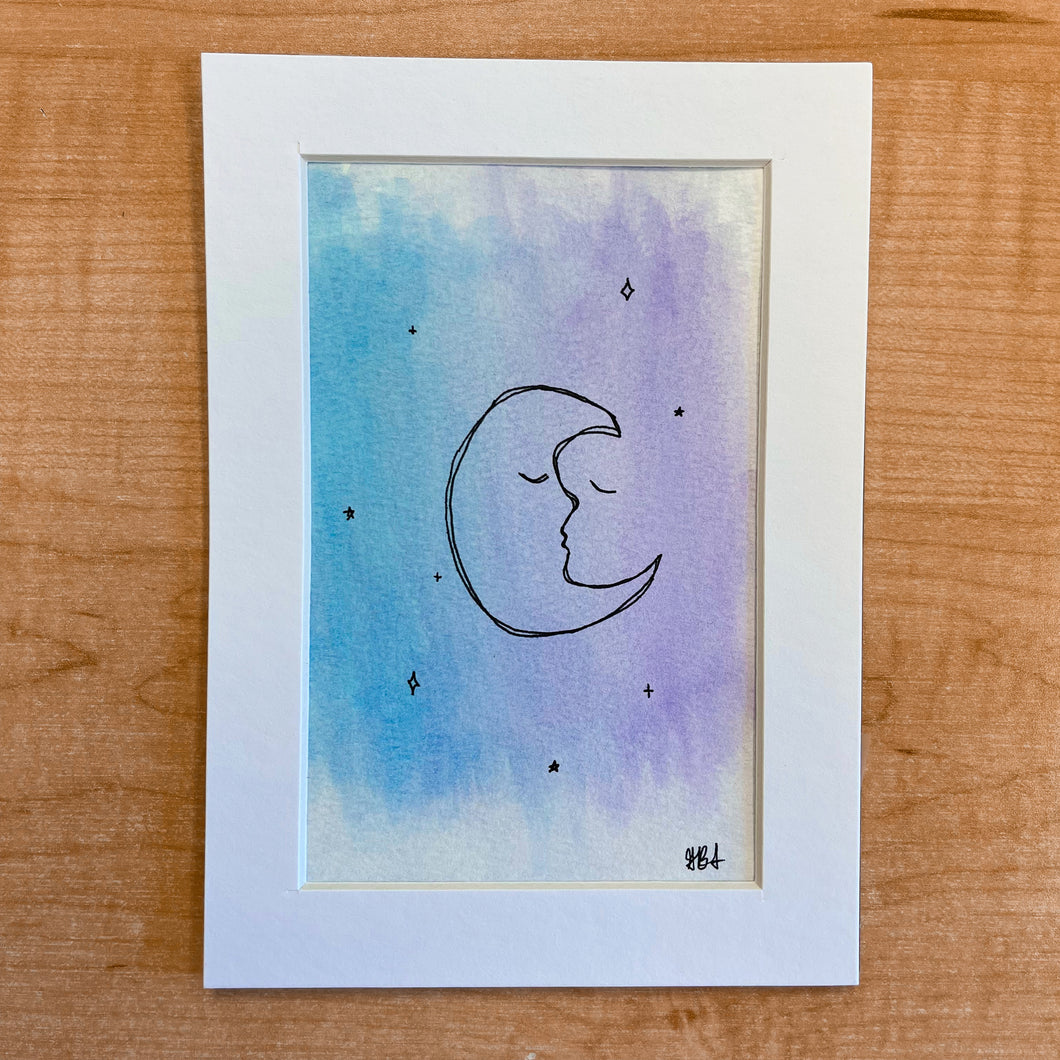 5 x 7 inch Little Luna Watercolor by GS