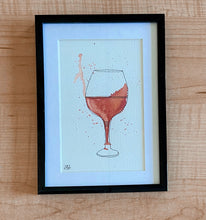 Load image into Gallery viewer, Wine Glass Watercolor Framed by GS
