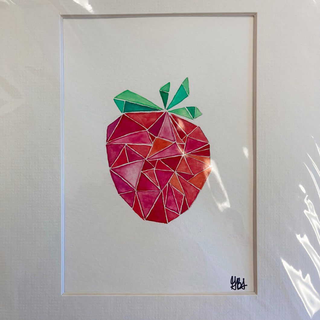 8 x 10 inch Strawberry Watercolor by GS